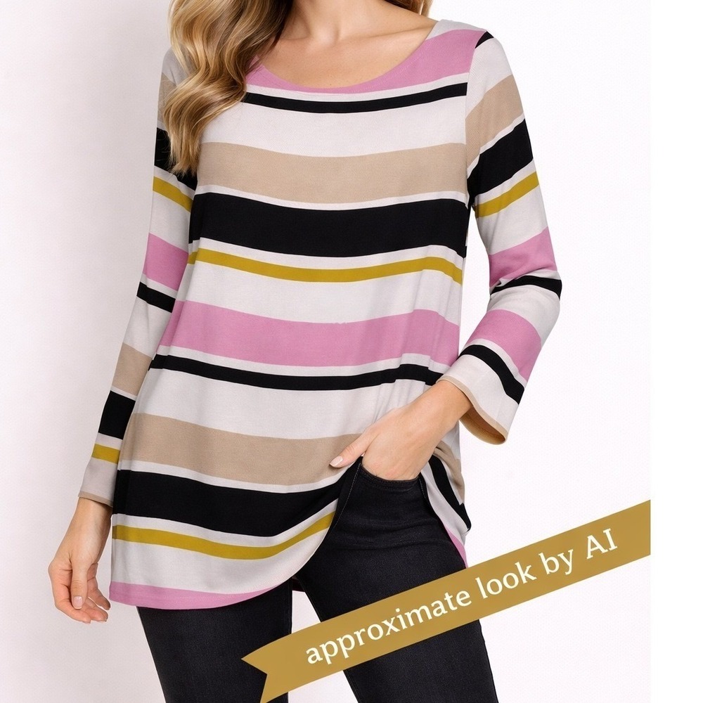 Context Lord and Taylor Womens Large Striped Boat Neck Long Sleeve Blouse